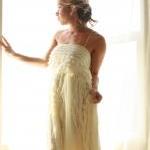 Ruffled Bohemian Wedding Gown Reserved Listing